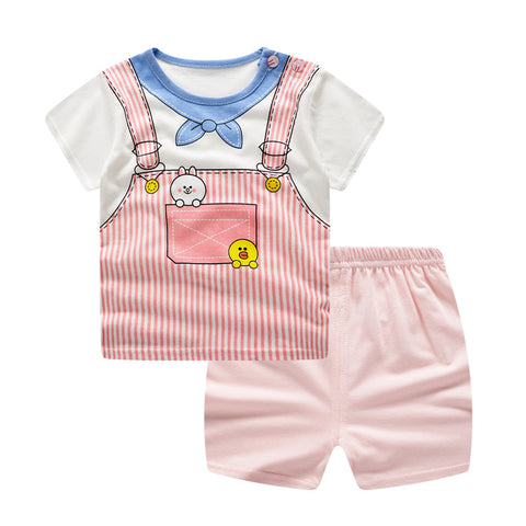 jual [102192] - Setelan Pendek Anak Usia 6 Bln - 3 Thn - Motif Sweet Frog Clothes 