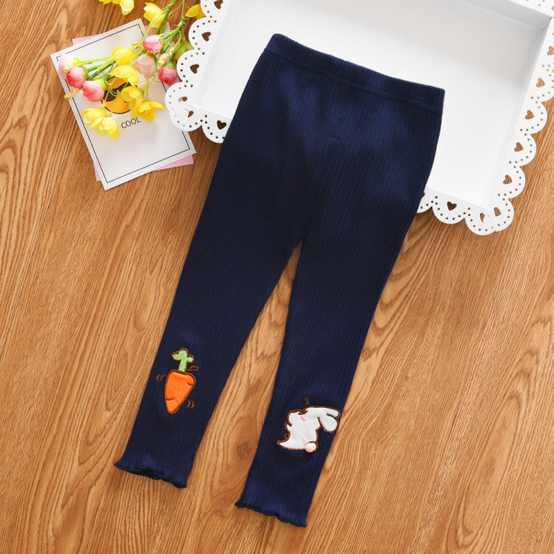 [102212-NAVY] - Bawahan Anak / Celana Legging Anak Trendi - Motif Rabbits &amp; Carrots