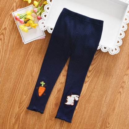 [102212-NAVY] - Bawahan Anak / Celana Legging Anak Trendi - Motif Rabbits &amp; Carrots