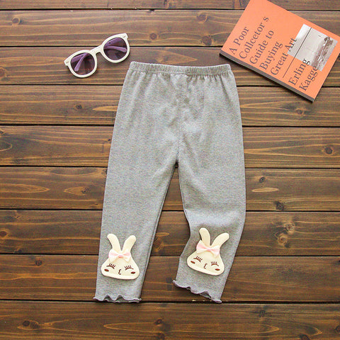 [102224-GRAY] - Celana Legging Anak Perempuan - Motif Bordir Normal Banded Rabbit
