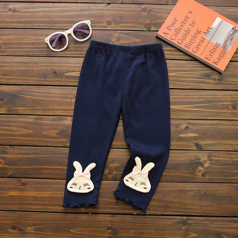 [102224-NAVY] - Celana Legging Anak Perempuan - Motif Bordir Normal Banded Rabbit