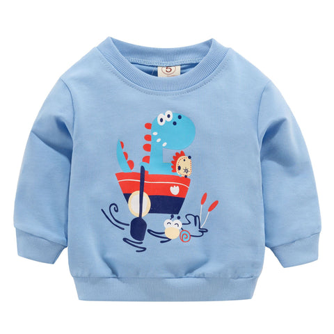 [102247] - Atasan Sweater Anak Sleek Style - Motif Dino Sailing