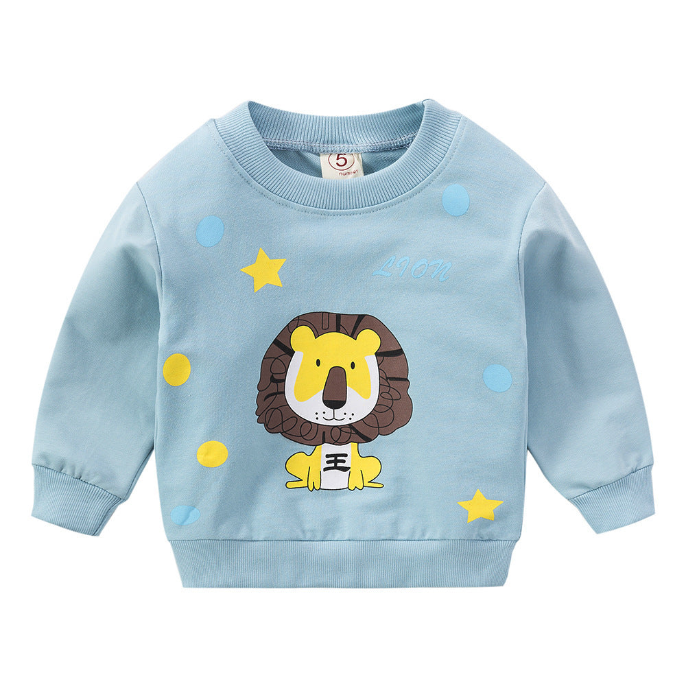 [102249-BLUE] - Atasan Sweater Anak Sleek Style Import - Motif Sitting Lion