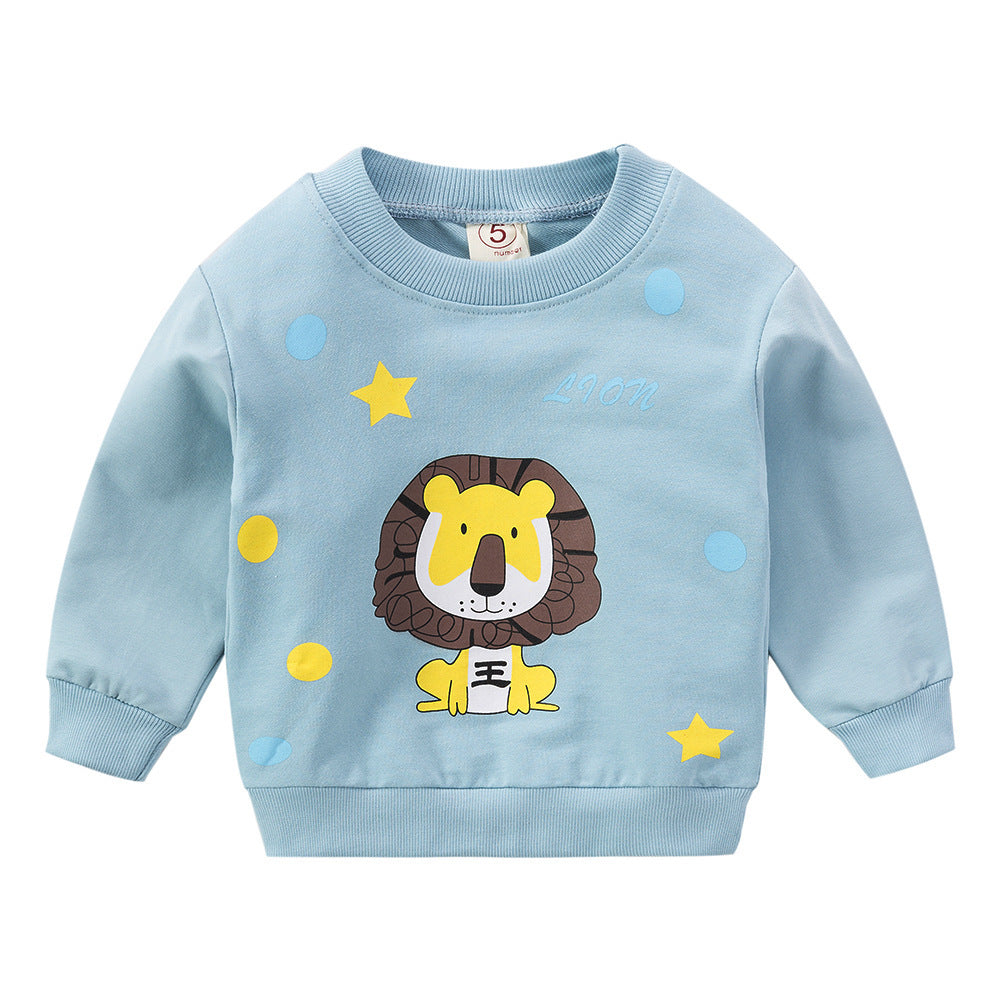 [102249-BLUE] - Atasan Sweater Anak Sleek Style - Motif Sitting Lion