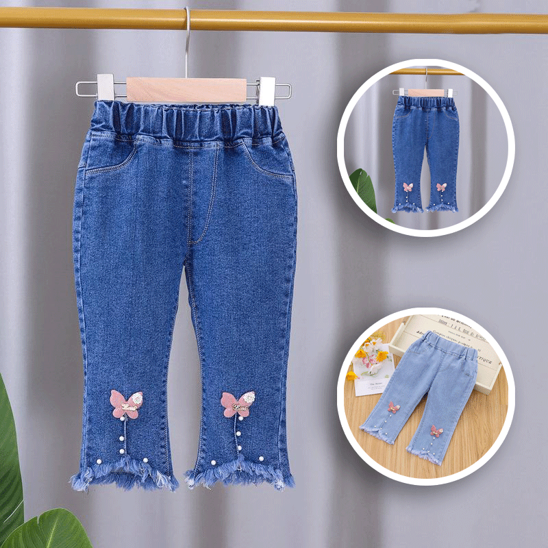 [102322] - Bawahan Jeans / Celana Panjang Anak - Motif Beautiful Butterfly 3D