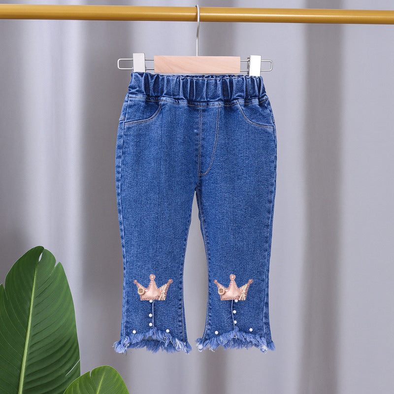 [102323] - Bawahan Jeans / Celana Panjang Anak - Motif Beautiful Crown 3D