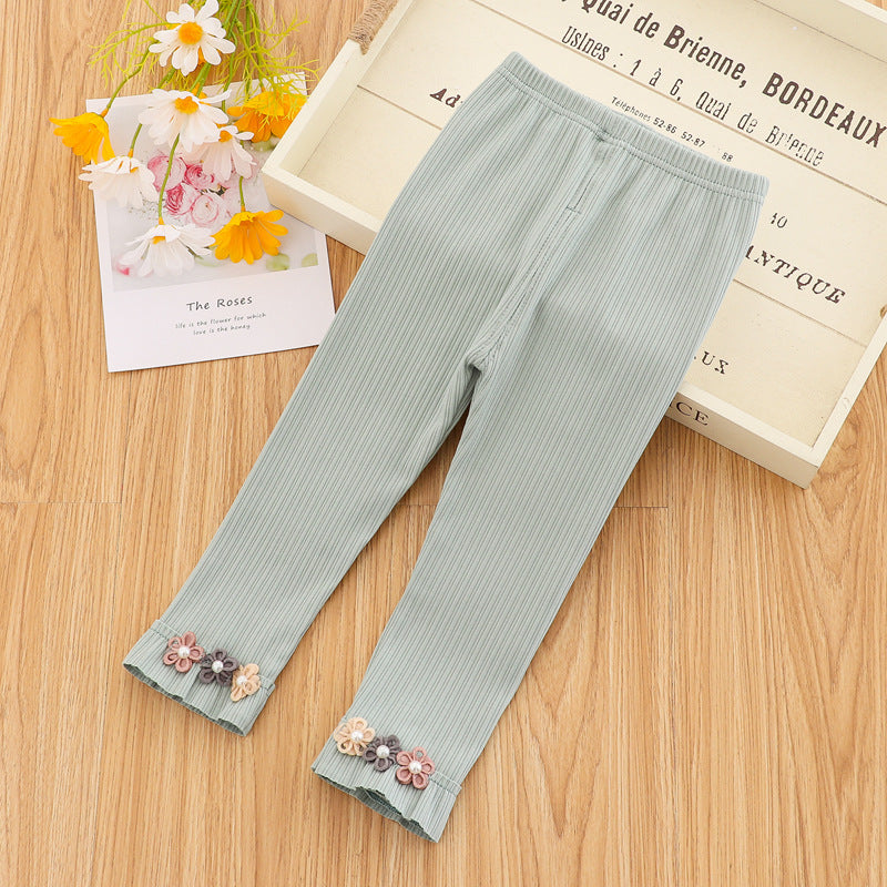 [102337] - Bawahan Legging / Celana Panjang Anak - Motif Three Flowers 3D