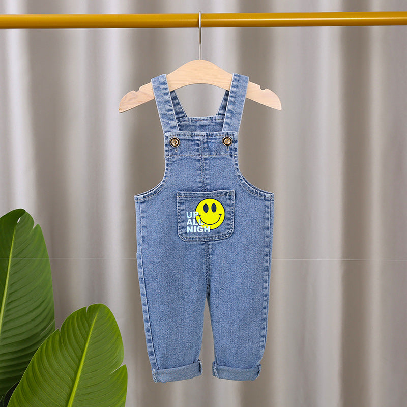 [102372] - Bawahan Celana Overall Jeans Kodok Anak Cewek - Motif Pocket Picture