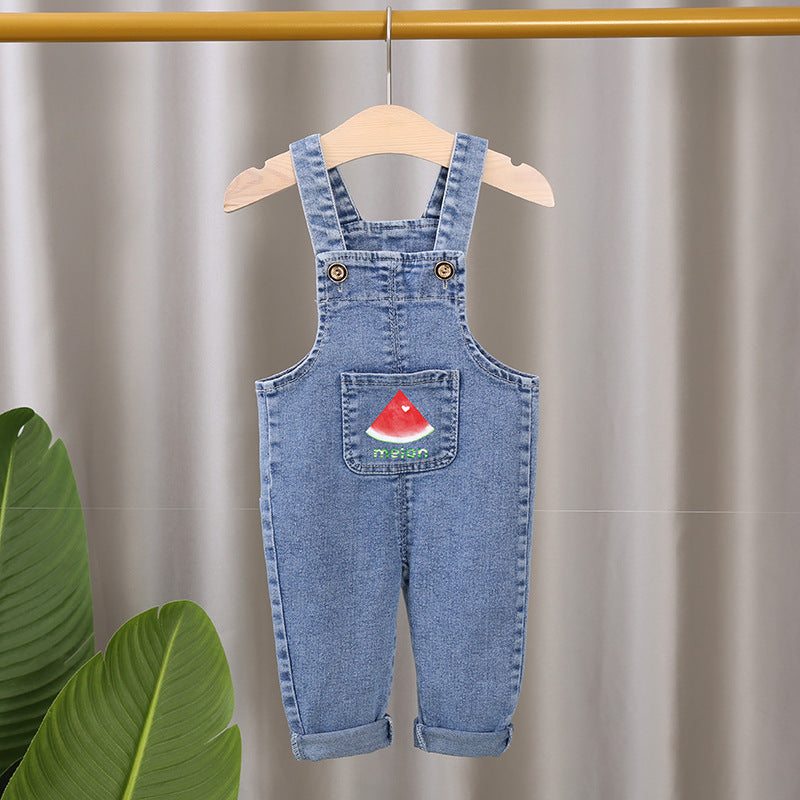 [102372] - Bawahan Celana Overall Jeans Kodok Anak Cewek - Motif Pocket Picture