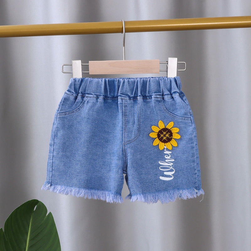 [102385] - Bawahan Celana Pendek Jeans Anak Perempuan - Motif Fruit Flowers