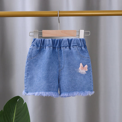 [102385] - Bawahan Celana Pendek Jeans Anak Perempuan - Motif Fruit Flowers