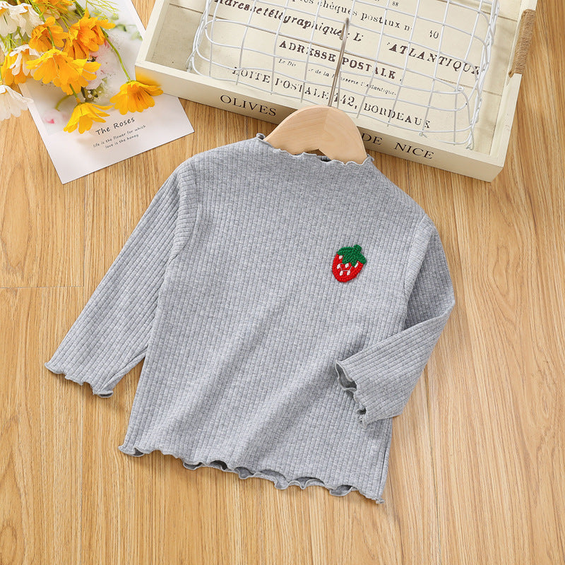 [102388] - Atasan Kaos Rajut Lengan Panjang Anak Perempuan - Motif Strawberry