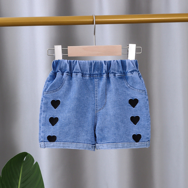 [102385] - Bawahan Celana Pendek Jeans Anak Perempuan - Motif Fruit Flowers