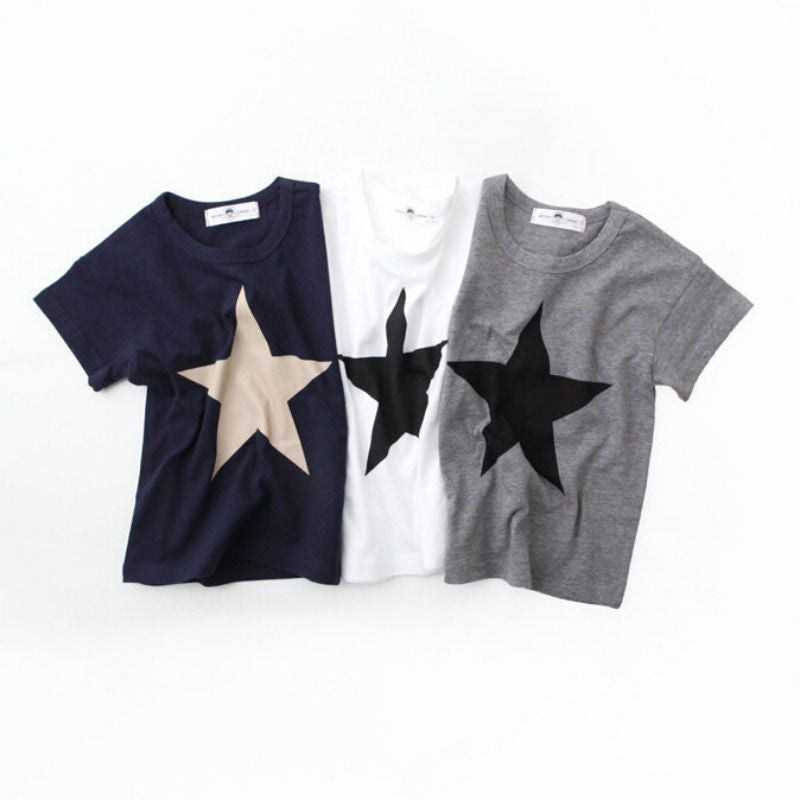 [356114-WHITE] - Kaos Atasan Anak Import - Motif Plain Star