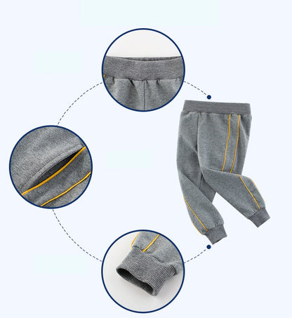 [121300-GRAY] - Celana Jogger Polos Anak Import - Motif Two Lines