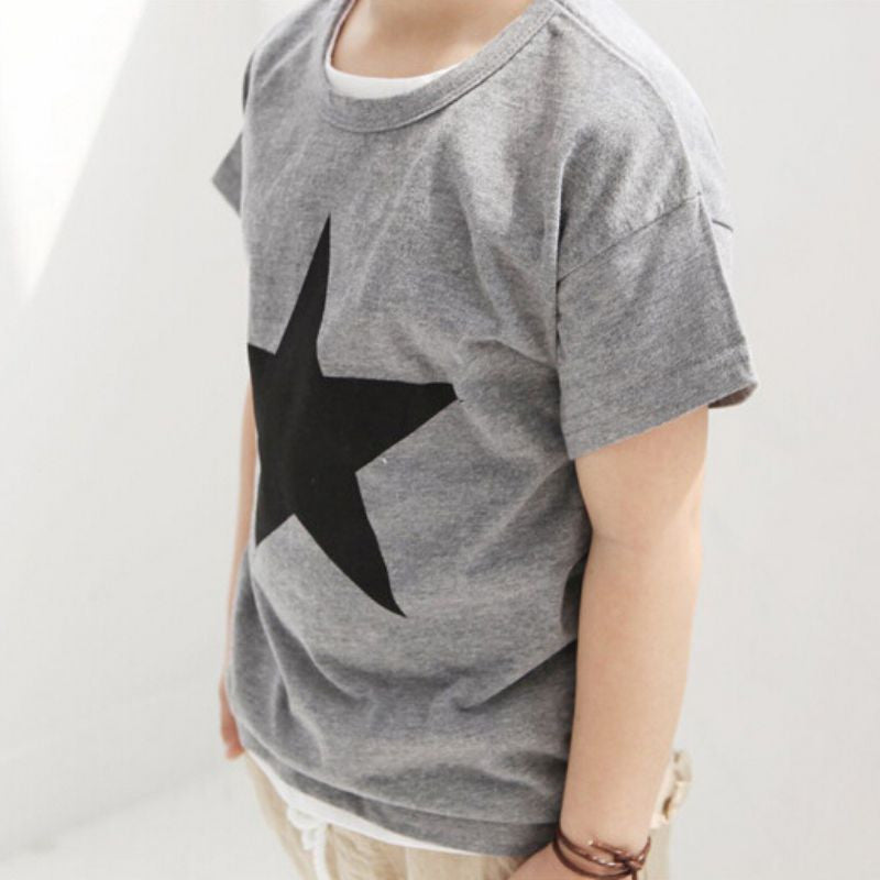 [356114-WHITE] - Kaos Atasan Anak Import - Motif Plain Star