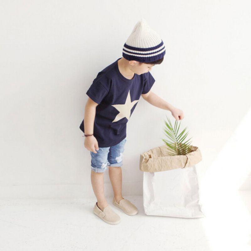 [356114-WHITE] - Kaos Atasan Anak Import - Motif Plain Star