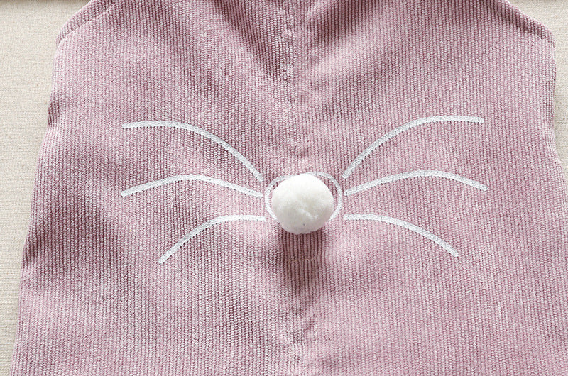 [102244-WHITE PINK] - Baju Setelan Overall Anak Perempuan Import - Motif Pom Pom Mustache
