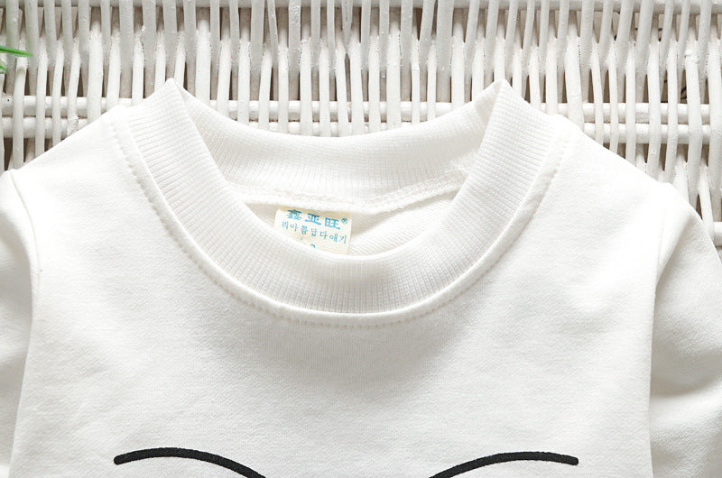 [102244-WHITE PINK] - Baju Setelan Overall Anak Perempuan - Motif Pom Pom Mustache