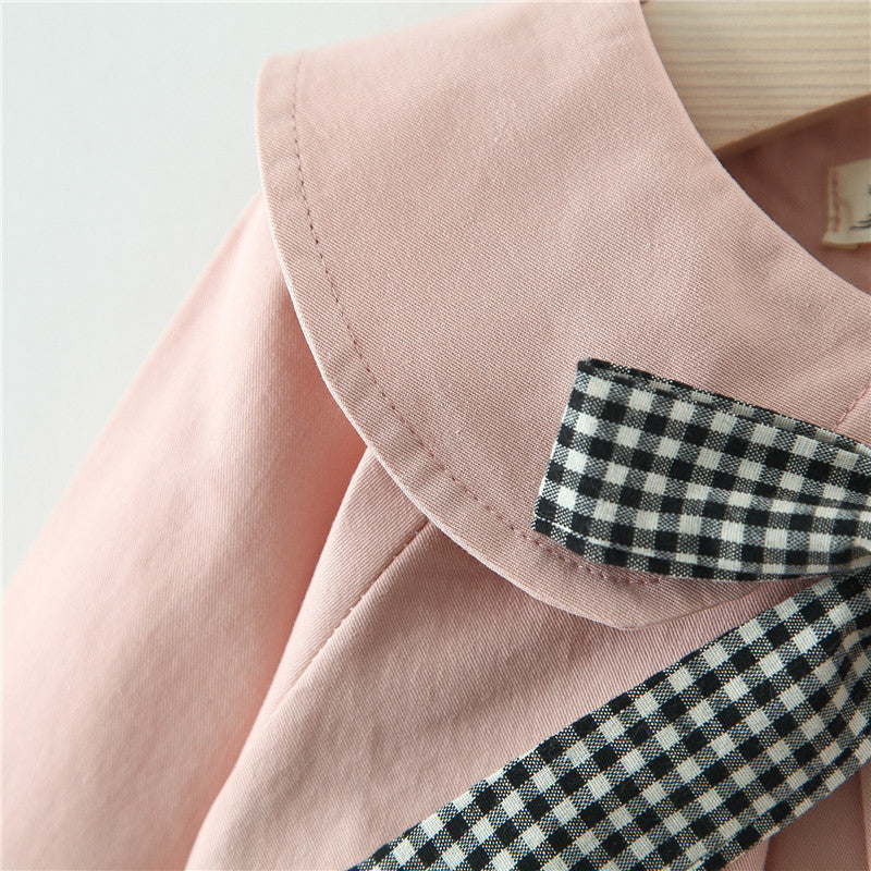 [340261] - Atasan Jaket Cardigan Blazer Tebal Lengan Panjang Anak Perempuan - Motif Plaid Ribbon