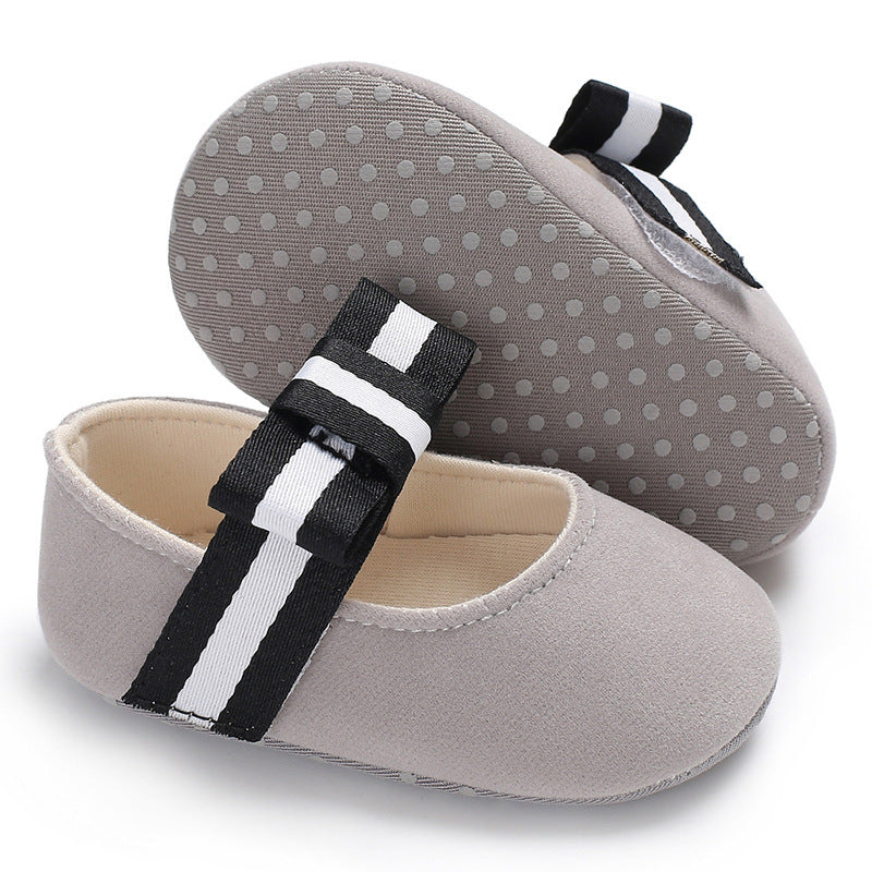 [105242-GRAY] - Baby Shoes Prewalker - Motif Flat Shoes Stripe