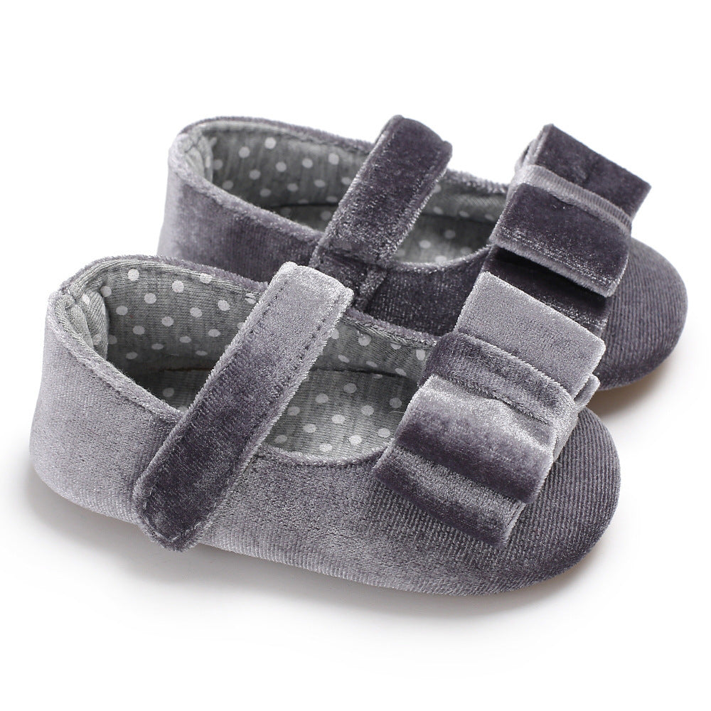[105274-GRAY] - Sepatu Bayi Flat Prewalker 3D Import - Motif Layered Ribbon