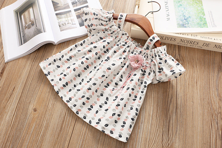 [363294-MUSTARD] - Setelan Fashion Anak Perempuan - Motif Flower Leaf Ribbon