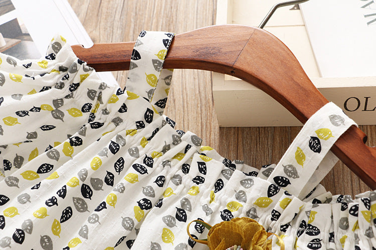 [363294-MUSTARD] - Setelan Fashion Anak Perempuan - Motif Flower Leaf Ribbon