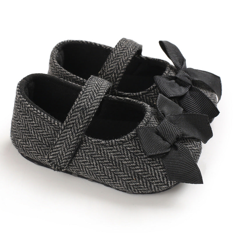 [105279-BLACK] - Sepatu Bayi Flat Prewalker 3D Import - Motif Ribbon Fiber