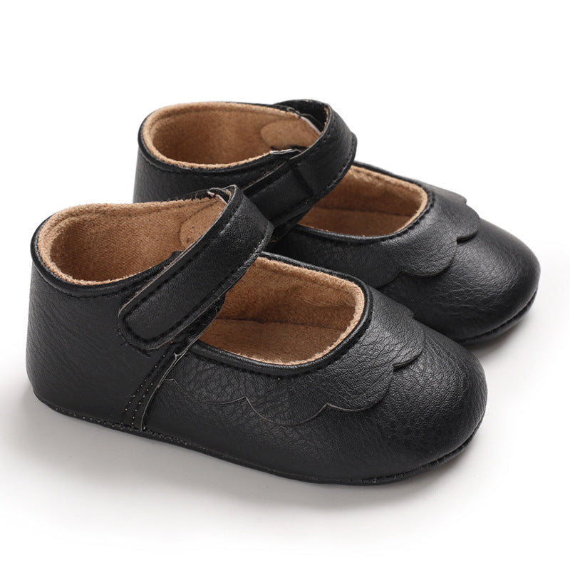 [105289-BLACK] - Sepatu Bayi Slip On Prewalker Import - Motif Edge Wave