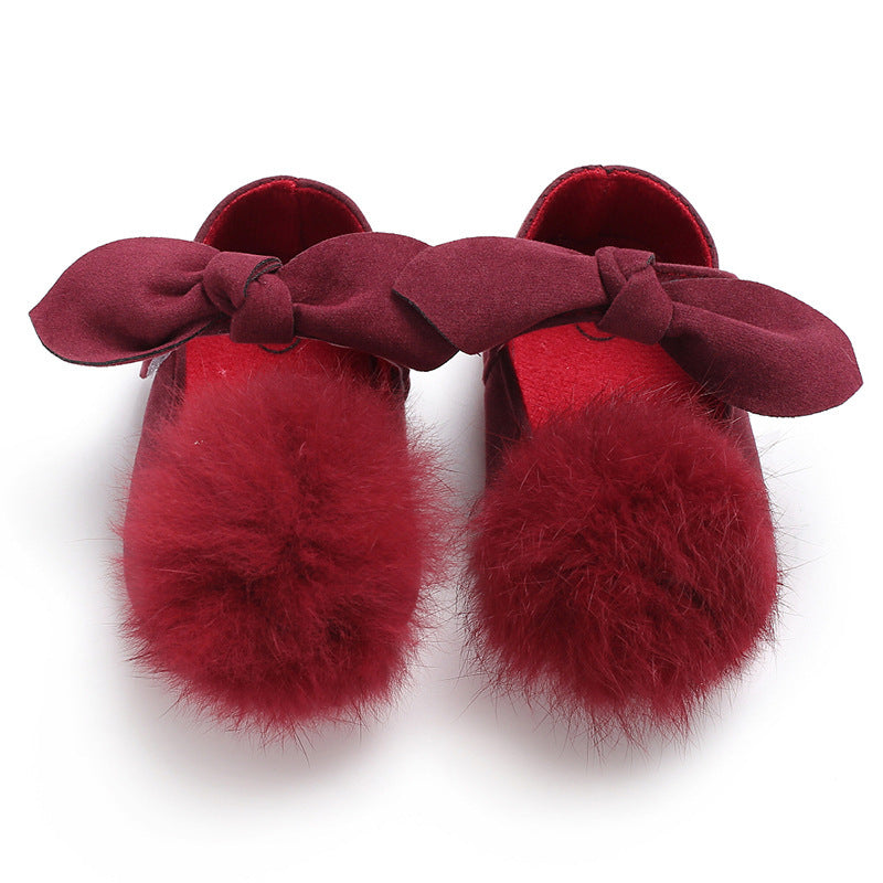 [105298-RED] - Sepatu Bayi Slip On Prewalker Import - Motif 3D Feather Ribbon