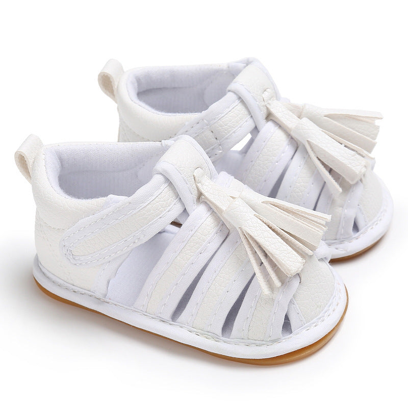 [105305-WHITE] - Sepatu Sandal Bayi Prewalker Import - Motif Tassel Hangers