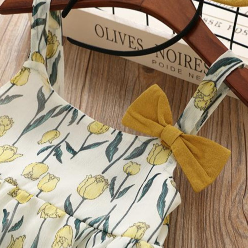 [363218-DARK MUSTARD] - Setelan Blouse Fashion Trend Anak Perempuan - Motif Flower Stalk