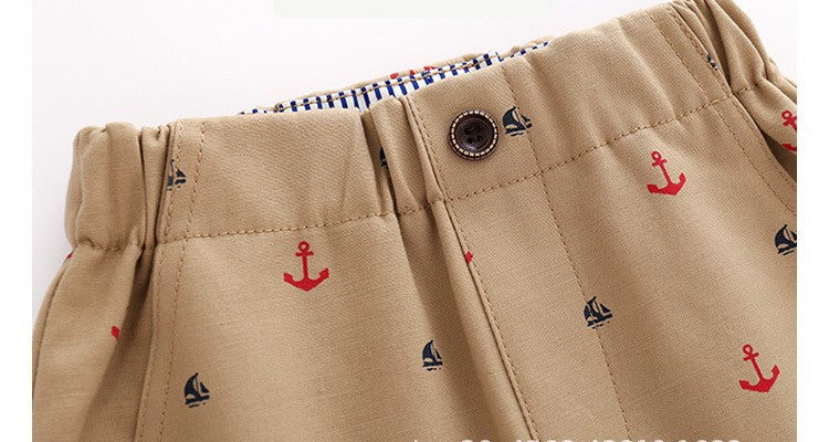[513295] - Bawahan Pendek / Celana Style Santai Anak Import - Motif Sailboat Anchor