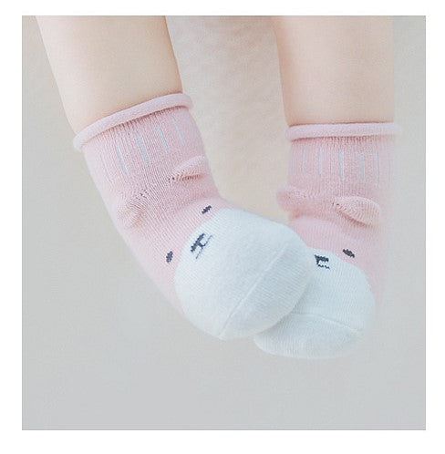 [374173-PINK ANIMAL] - Kaos Kaki Anak Import / Kaos Kaki Bayi Lucu - Motif Animal Face