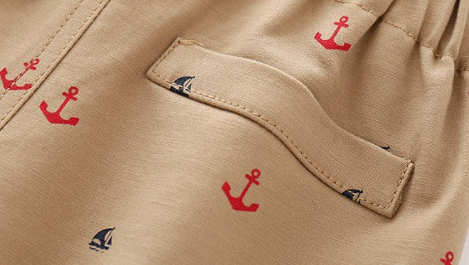 [513295] - Bawahan Pendek / Celana Style Santai Anak Import - Motif Sailboat Anchor