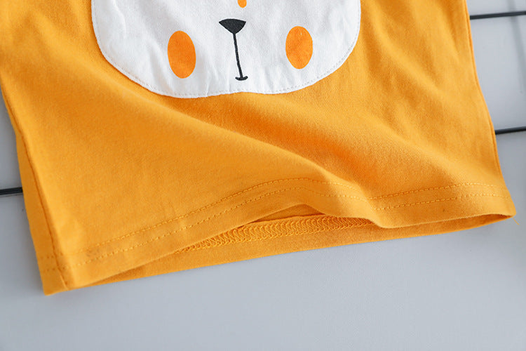 [367117-WHITE] - Baju Setelan Jalan 3D Anak Import  - Motif Big Pocket Animal