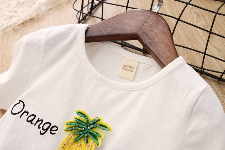 [363115-YELLOW] - Setelan Fashion Anak Perempuan Modis - Motif Pineapple Juice