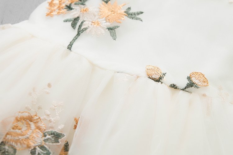 [340237] - Dress Tutu Bordir Lengan Kutung Anak Perempuan - Motif Beautiful Flower