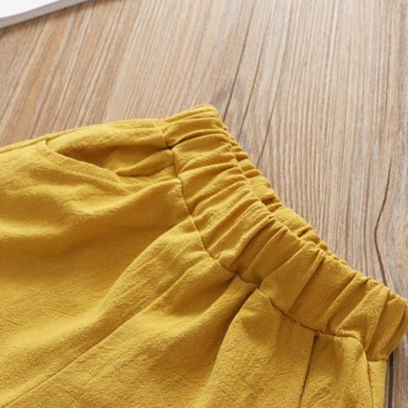 [363218-DARK MUSTARD] - Setelan Blouse Fashion Trend Anak Perempuan - Motif Flower Stalk