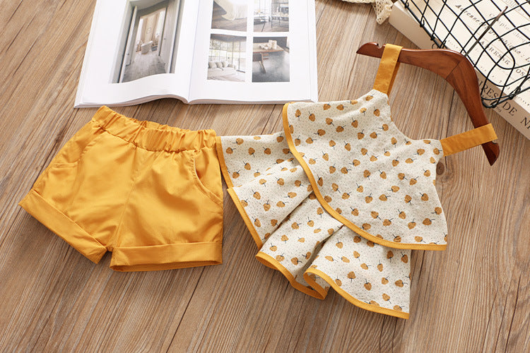 [363277-MUSTARD] - Setelan Kutung Fashion Anak - Motif Flower Folds
