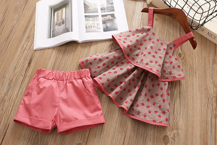 [363277-PINK] - Setelan Kutung Fashion Anak - Motif Flower Folds