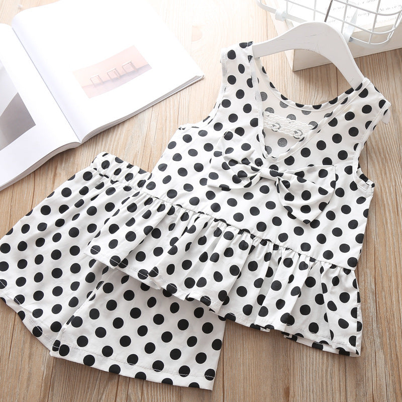 [363188-WHITE] - Setelan Modis Anak Perempuan / Fashion Anak - Motif Clear Polkadot
