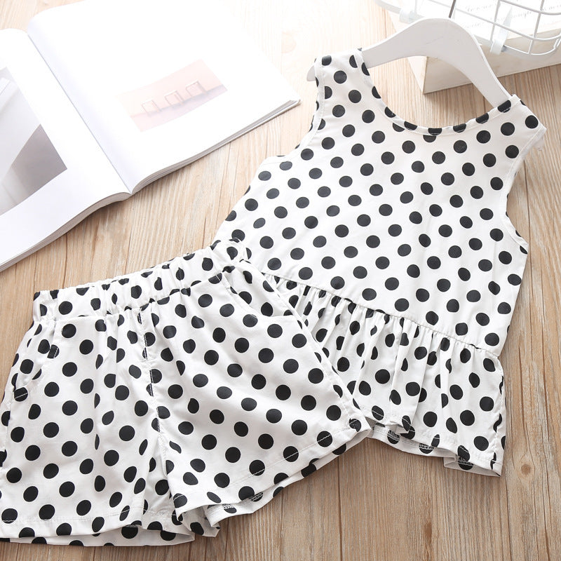 [363188-WHITE] - Setelan Modis Anak Perempuan / Fashion Anak - Motif Clear Polkadot