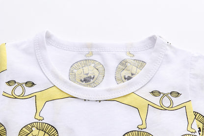 [357274] - Atasan Anak Import / Kaos Anak / Baju Atasan Summer Anak Trendi - Motif Lion Pattern