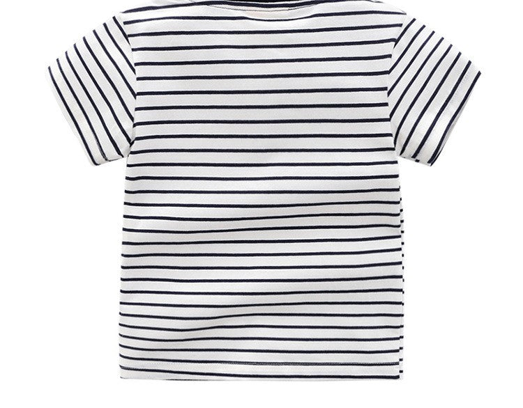 [513373] - Atasan Kaos Polo Fashion Anak Import - Motif Bear Stripe Bordir