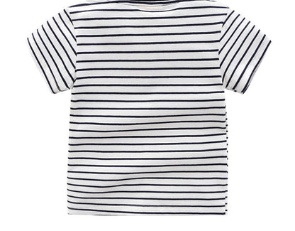 [513373] - Atasan Kaos Polo Fashion Anak Import - Motif Bear Stripe Bordir