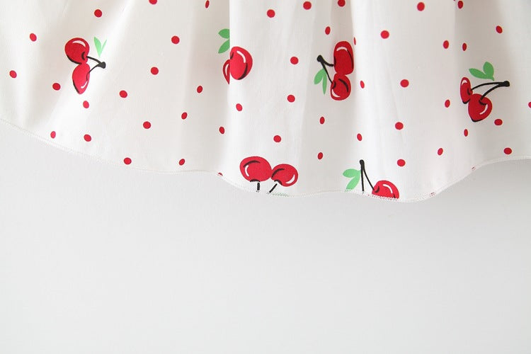 [340259] - Setelan 3D Blouse Kutung Pantai Celana Pendek Anak Perempuan - Motif Polka Cherry