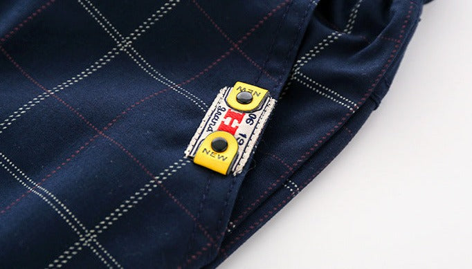 [513705] - Celana Pendek Chino Kotak-Kotak Anak Laki-Laki - Motif Aesthetic Box