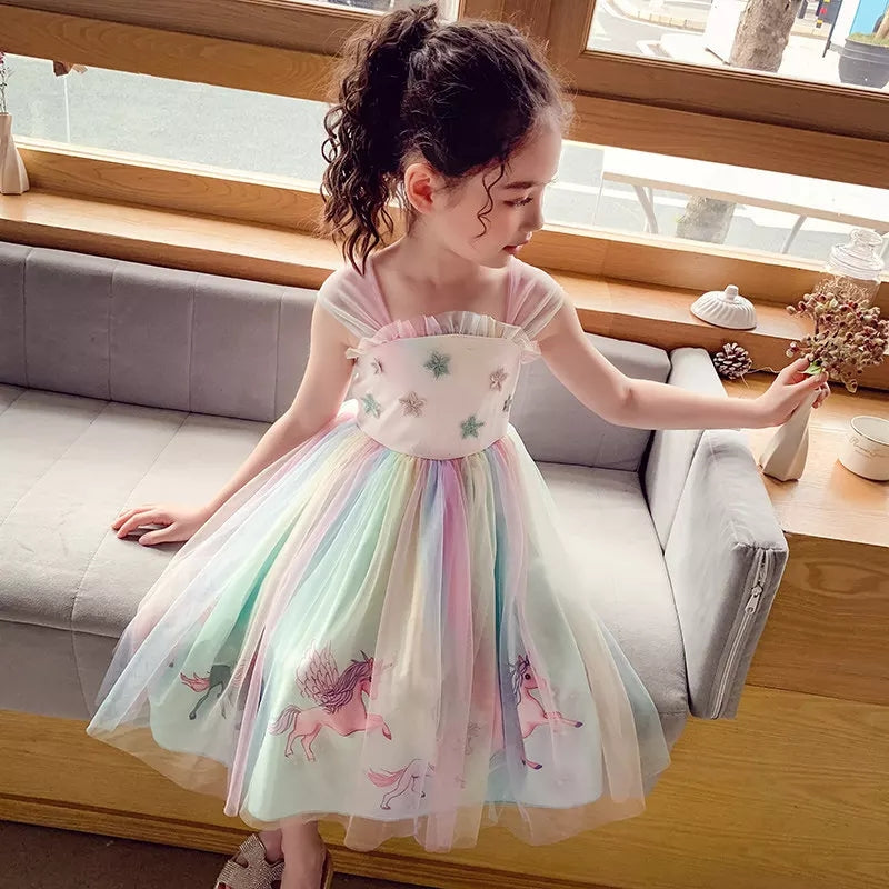 [363386] - Dress Fashion Anak Perempuan - Motif Rainbow Unicorn